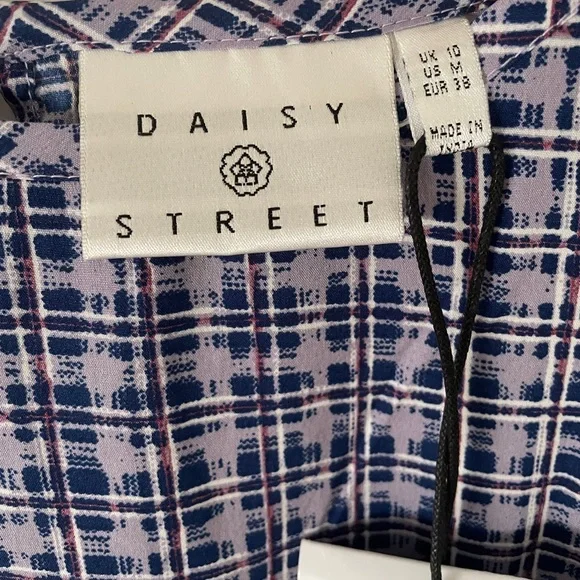 NWT ASOS Daisy Street Mini Smock Dress in Blue Check Size Medium - Picture 4 of 4
